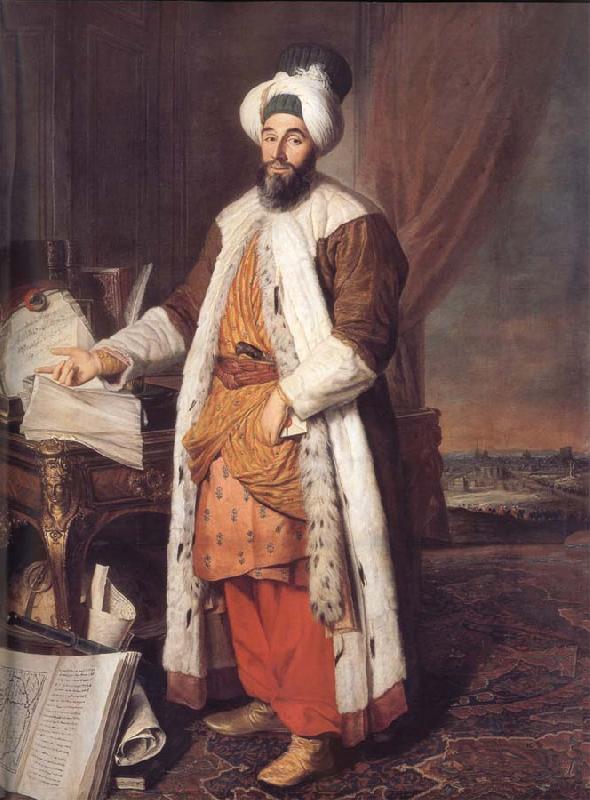 Aved, Jacques-Andre-Joseph Portrait of the Pasha Mehmed Said,Bey of Rovurelia,Ambassador of Sultan Mahmud i at Versailles oil painting image